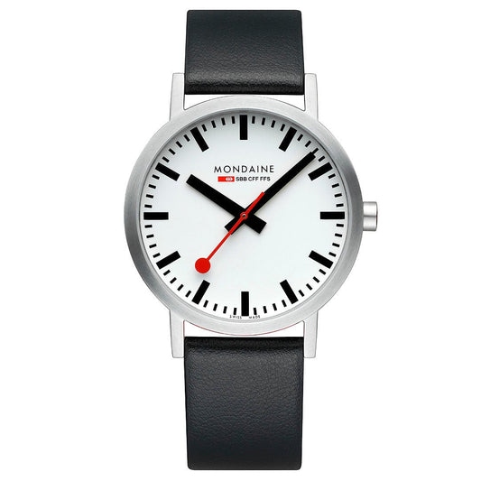 Mondaine Classic 40 mm, Black Vegan Grape Leather A660.30360.16SBBV