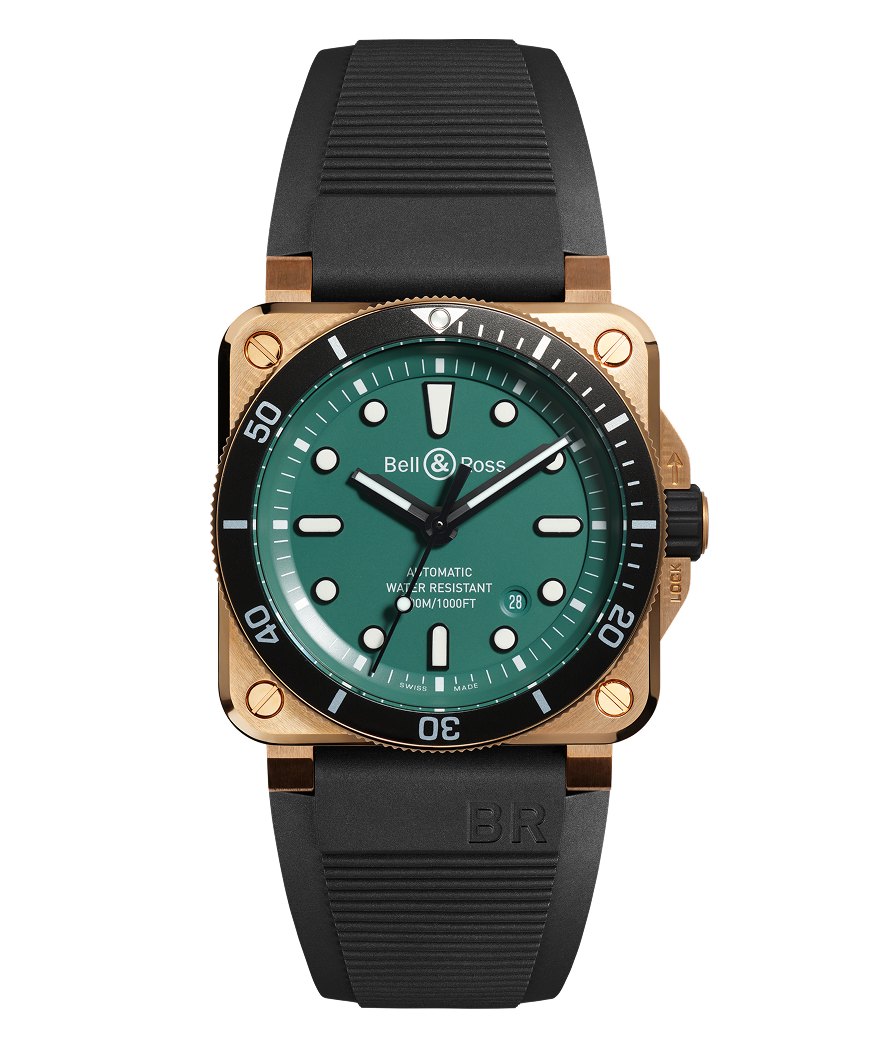 BR-03 Diver Black & Green Bronze BR0392-D-LT-BR/SRB