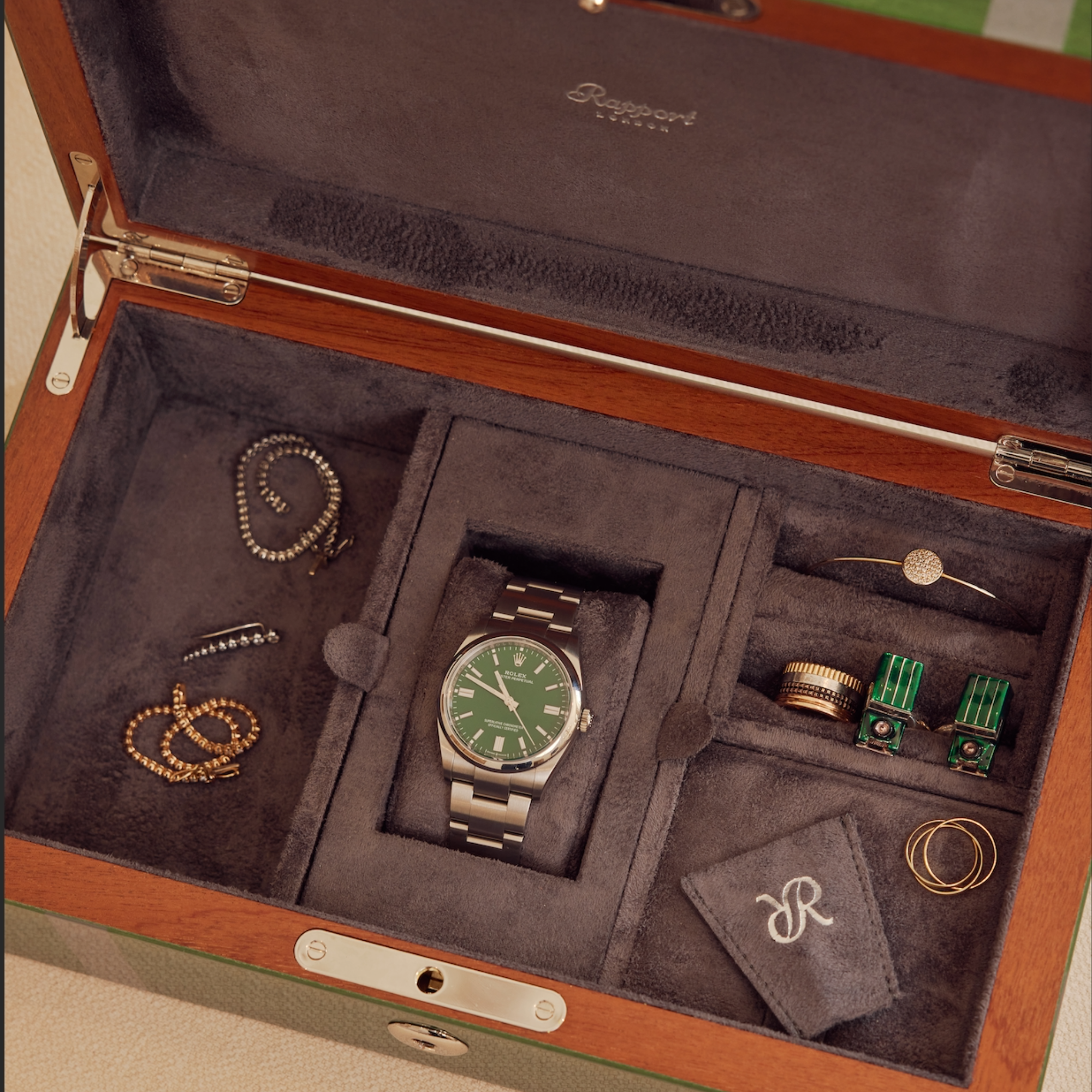 Carnaby Watch and Jewellery Box - Green J168