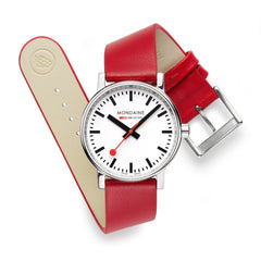 Mondaine Evo2 35 mm, Red Vegan Grape Leather MSE.35110.LCV