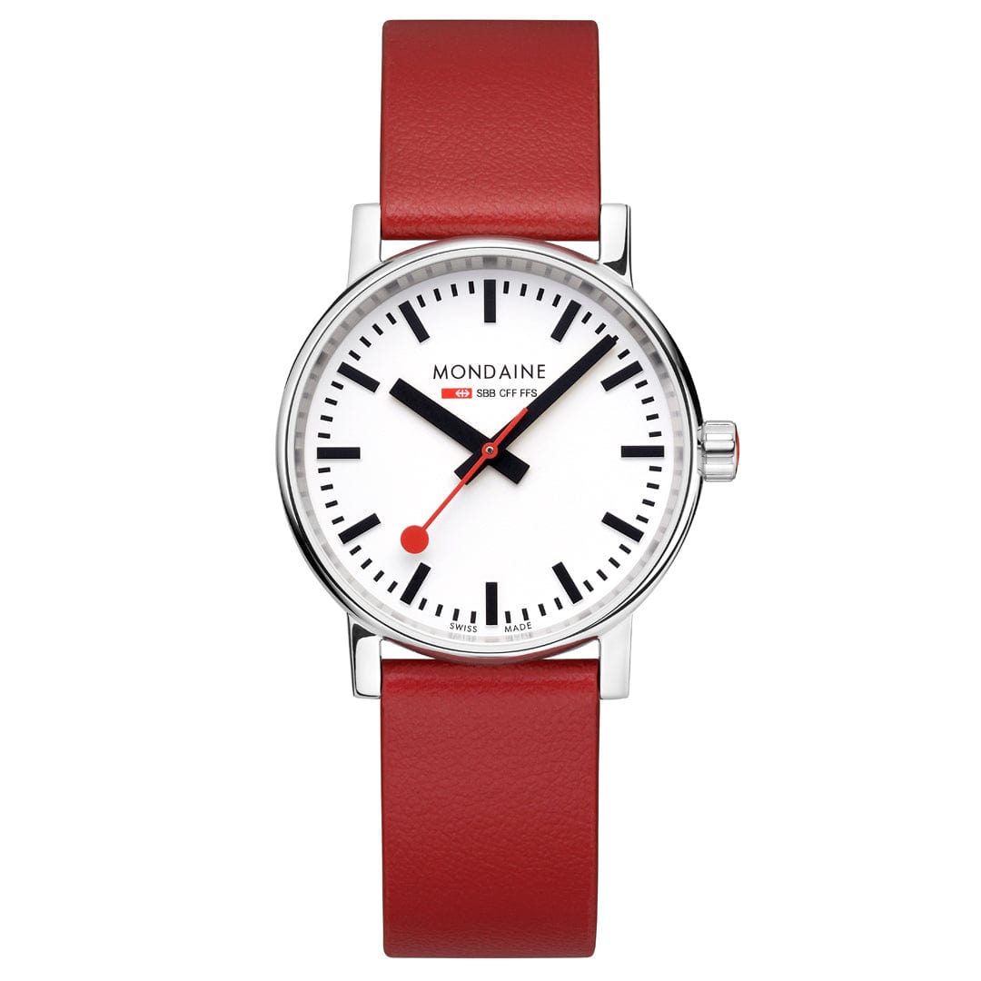Mondaine Evo2 35 mm, Red Vegan Grape Leather MSE.35110.LCV