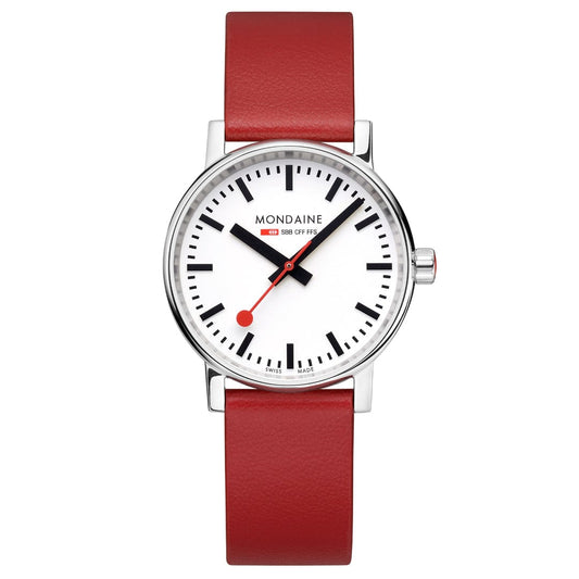 Mondaine Evo2 35 mm, Red Vegan Grape Leather MSE.35110.LCV