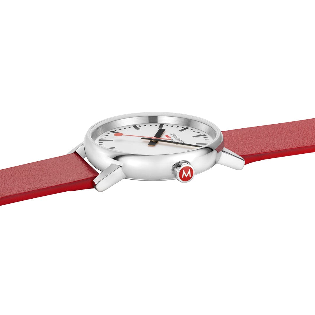 Mondaine Evo2 35 mm, Red Vegan Grape Leather MSE.35110.LCV