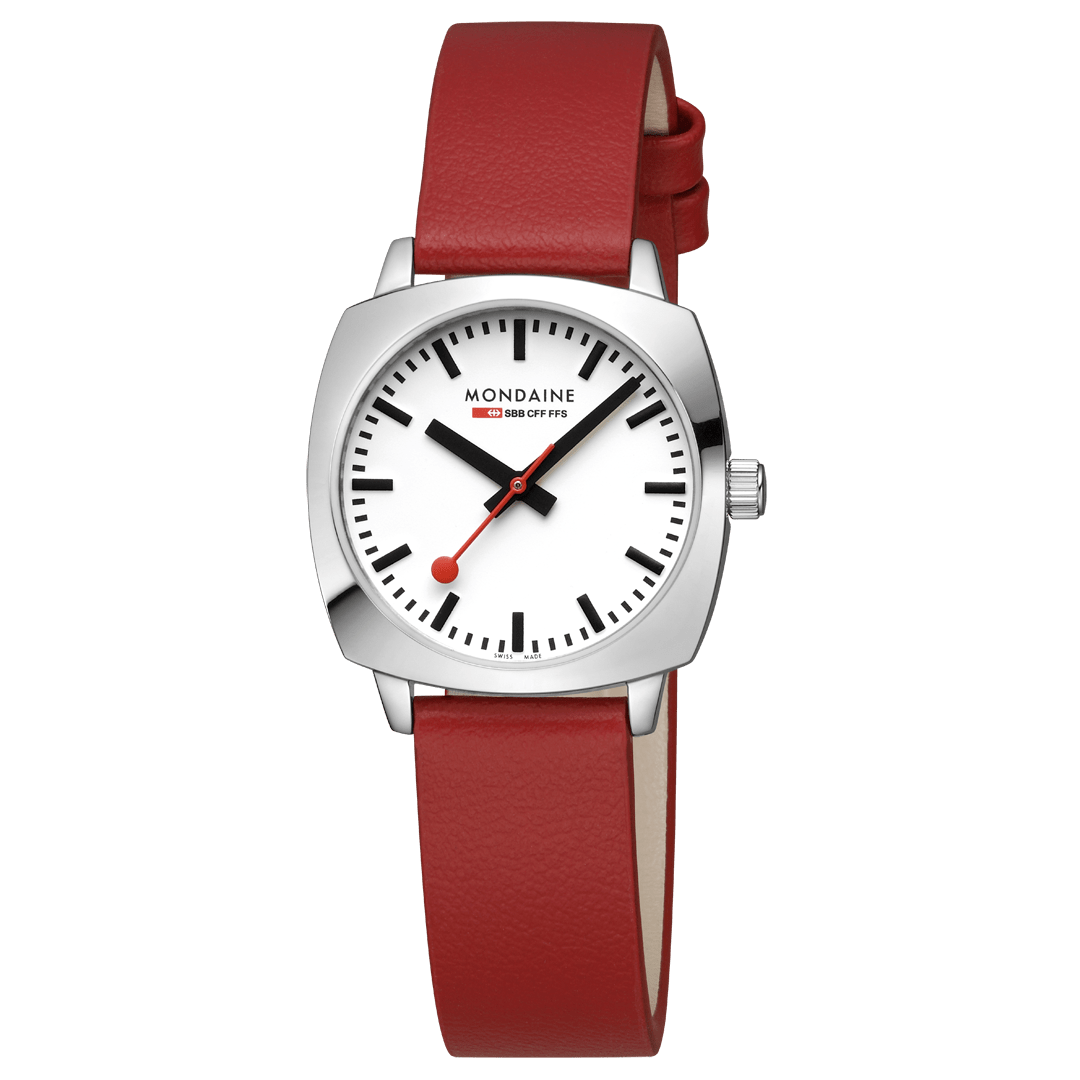 Petite Cushion Red vegan grape leather, 31 mm MSL.31110.LCV