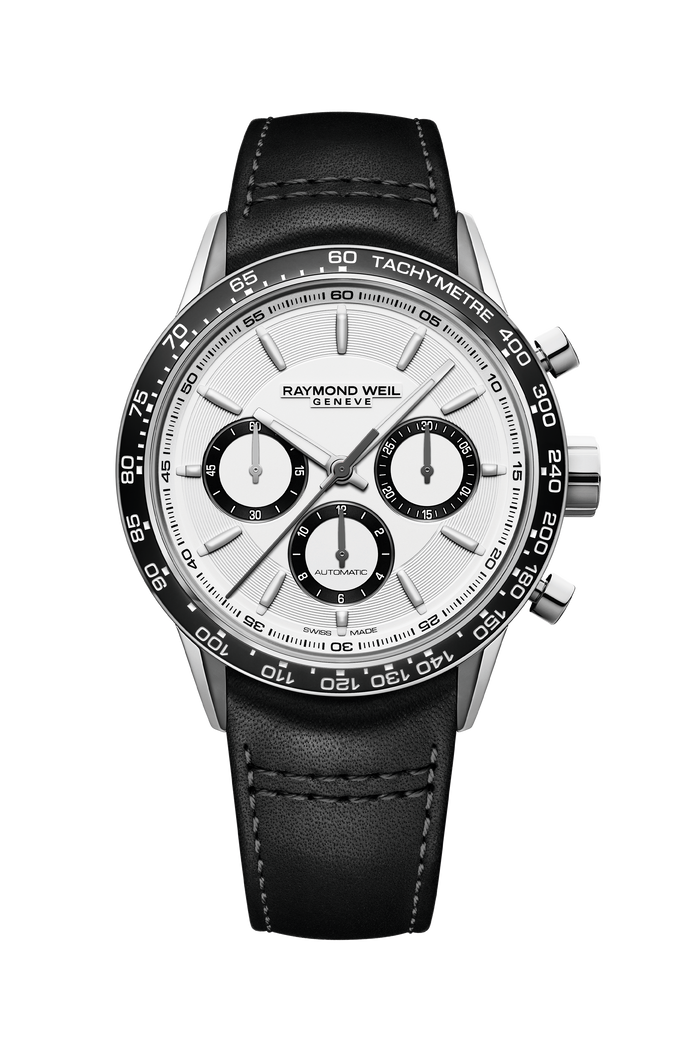 Raymond Weil Freelancer Tri-compax chronograph 43 mm, white dial 7741-SC1-30021