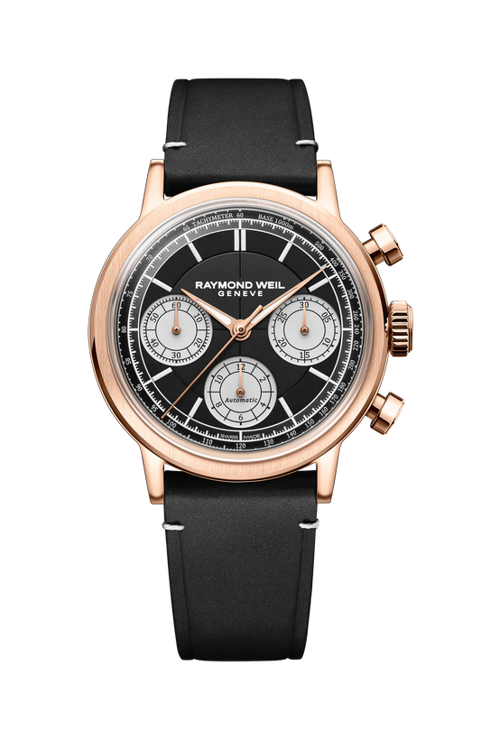 Millesime Automatic Tri-Compax Chronograph Black Sector Dial Watch, 39 mm 7765-PC5-20631