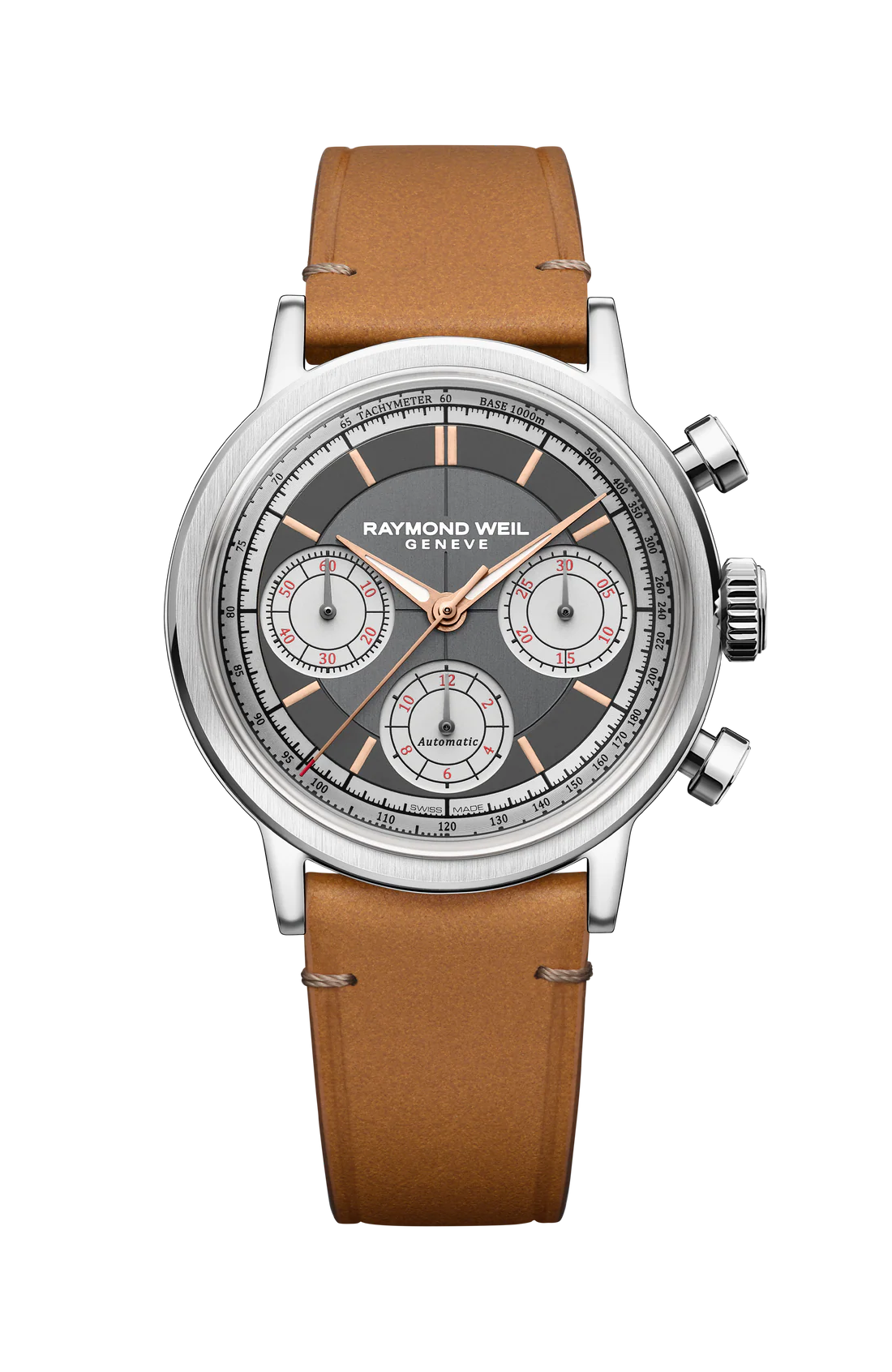 Millesime Automatic Tri-Compax Chronograph Leather Strap Watch, 39 mm 7765-STC-60651