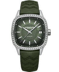 Freelancer Ladies Automatic 60 Diamonds Green Dial Leather Strap Watch, 34.5 x 34.5mm 2490-SCS-52051