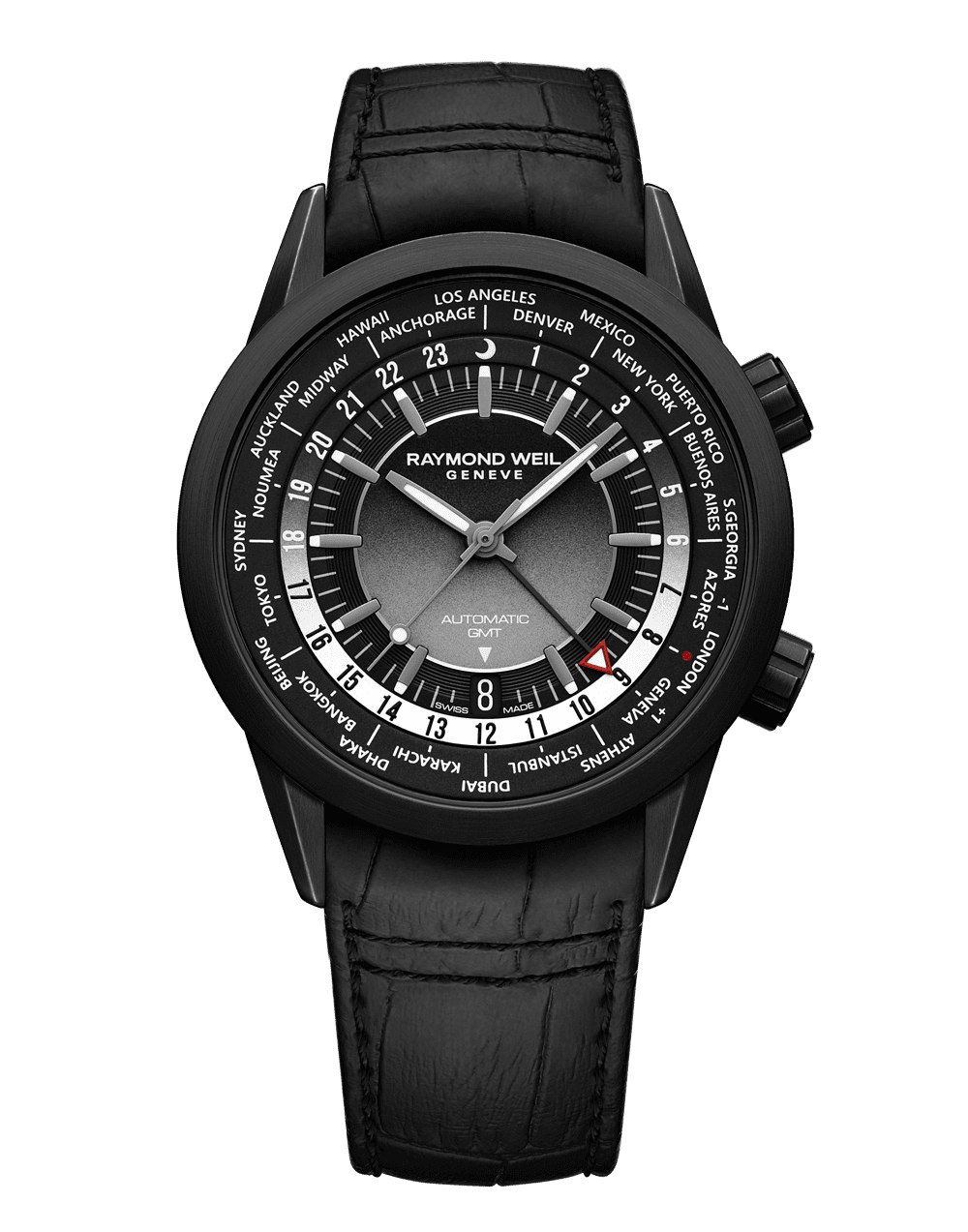 Freelancer Men's GMT Worldtimer Black Dial Leather Strap Watch, 41mm 2765-BKC-20001