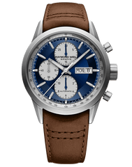 Freelancer Men's Chronograph Blue Dial Brown Leather Strap Watch, 42MM 7732-TIC-50421