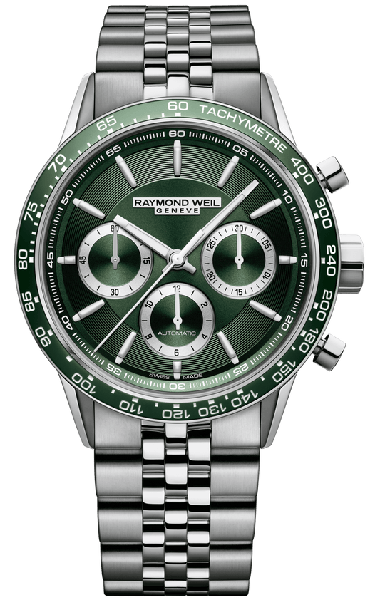 Freelancer Men's Automatic Chronograph Green Dial Bracelet Watch, 43.5mm 7741-ST7-52021