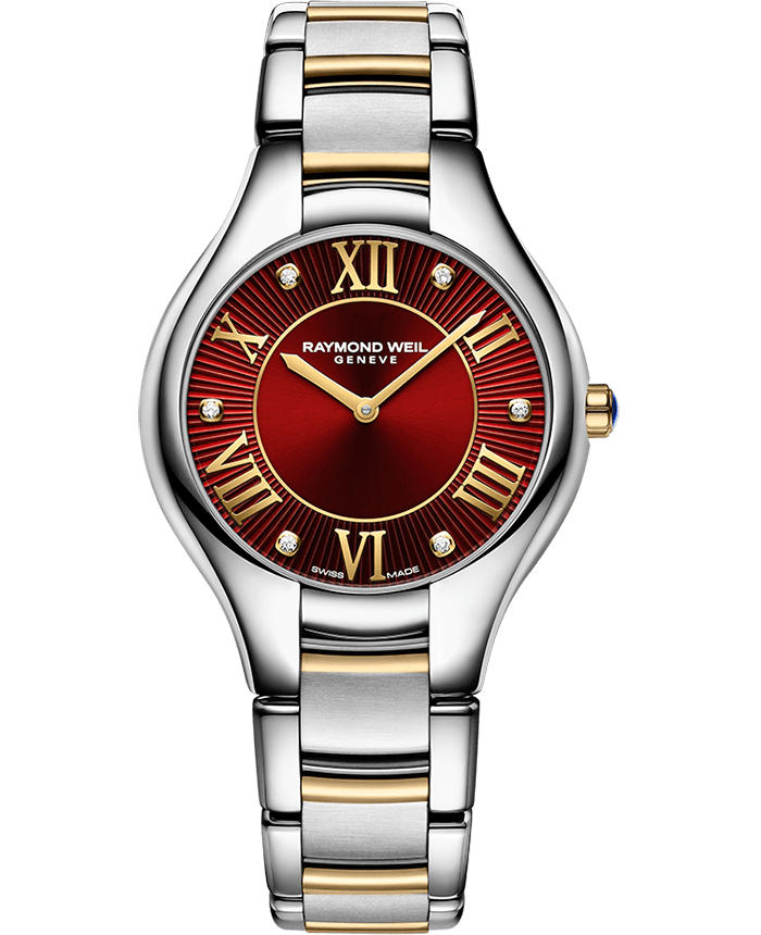 Noemia Ladies Diamond Quartz Red Dial Two-Tone Bracelet Watch, 32mm 5132-STP-00456