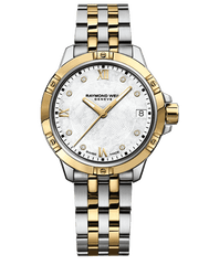 Tango Ladies Quartz 8 Diamond White Dial Gold PVD Two-Tone Bracelet Watch, 30mm 5960-STP-00995