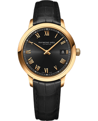 Toccata Ladies Quartz Gold PVD Black Dial Leather Strap Watch, 34mm 5385-PC-00208