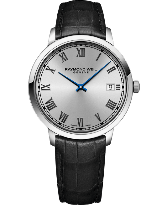 Toccata Men's Quartz Silver Dial Leather Strap Watch, 42mm 5585-STC-00659