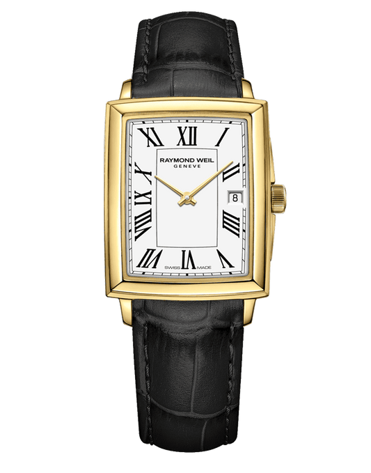 Toccata Ladies Quartz Gold PVD White Dial Leather Strap Watch, 22.6 x 28.1mm 5925-PC-00300