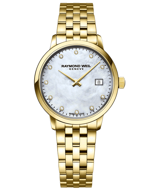 Toccata Ladies Quartz 11 Diamond Mother-of-Pearl Dial Gold PVD Bracelet Watch, 29mm 5985-P-97081