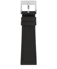 Black Rubberised Leather (Smooth) Slim Strap