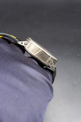 BRM Chrono RIngmaster titanium limited ed. Silver dial with yelllow accents on black.