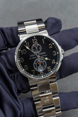 Ulysse Nardin Maxi Marine Chronometer steel bracelet black dial 263-66