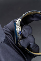 Ulysse Nardin Dual Time Executive steel wiht blue bezel and dial preowned watch 243-00
