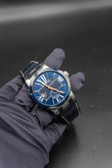 Ulysse Nardin Dual Time Executive steel wiht blue bezel and dial preowned watch 243-00