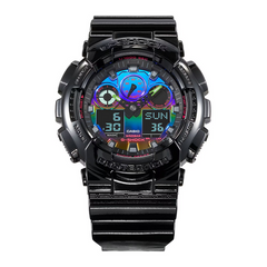 G-Shock GA100RGB-1A Virtual Rainbow Cybertech Glossy Black