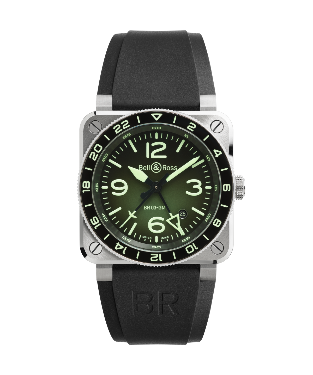 BR-03 GMT Green Lum Watch BR0393-GN-ST/SRB