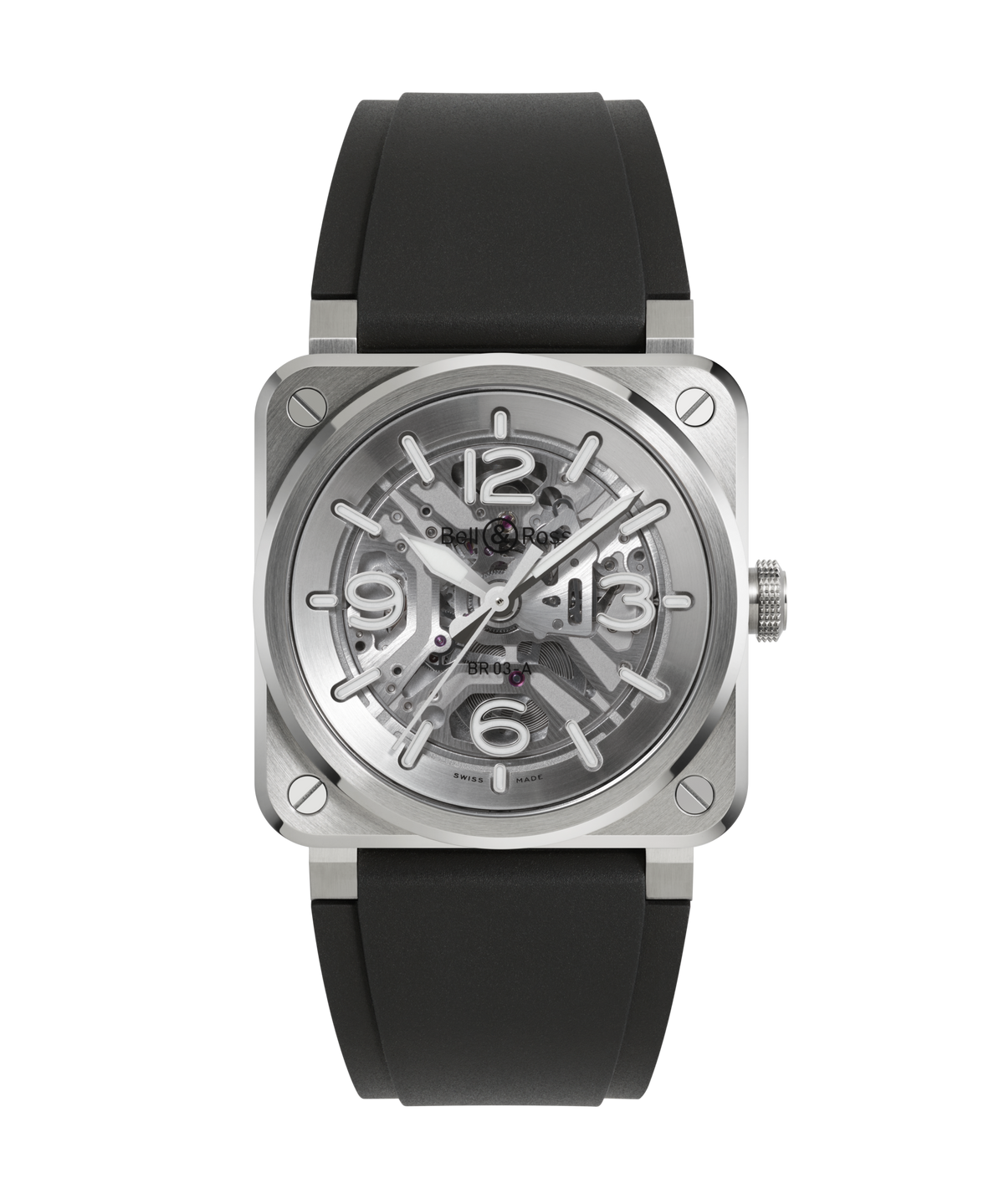 BR-03 Skeleton Steel  41 mm - BR03A-BL-SKST/SRB