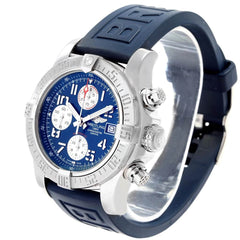 Breitling avenger chrono steel blue dial blue rubber strap pre owned watch A13381
