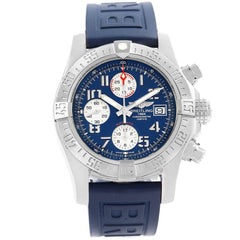 Breitling avenger chrono steel blue dial blue rubber strap pre owned watch A13381