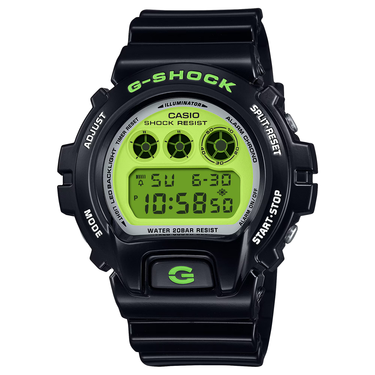 G-Shock DW6900RCS-1 Vibrant Lime Green Dial Triple Graph