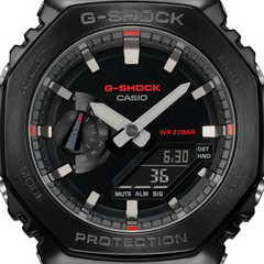 G-Shock GM2100CB-1A Metal Clad Black Casioak Red Accents