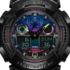 G-Shock GA100RGB-1A Virtual Rainbow Cybertech Glossy Black