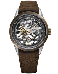 Freelancer Men's Skeleton RW1212 Bronze Leather Strap Watch, 42mm 2785-SBC-60000