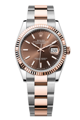 Rolex Oyster Perpetual Datejust 36 in Oystersteel and Everose gold features a chocolate dial and an Oyster bracelet 126231-Chocolate