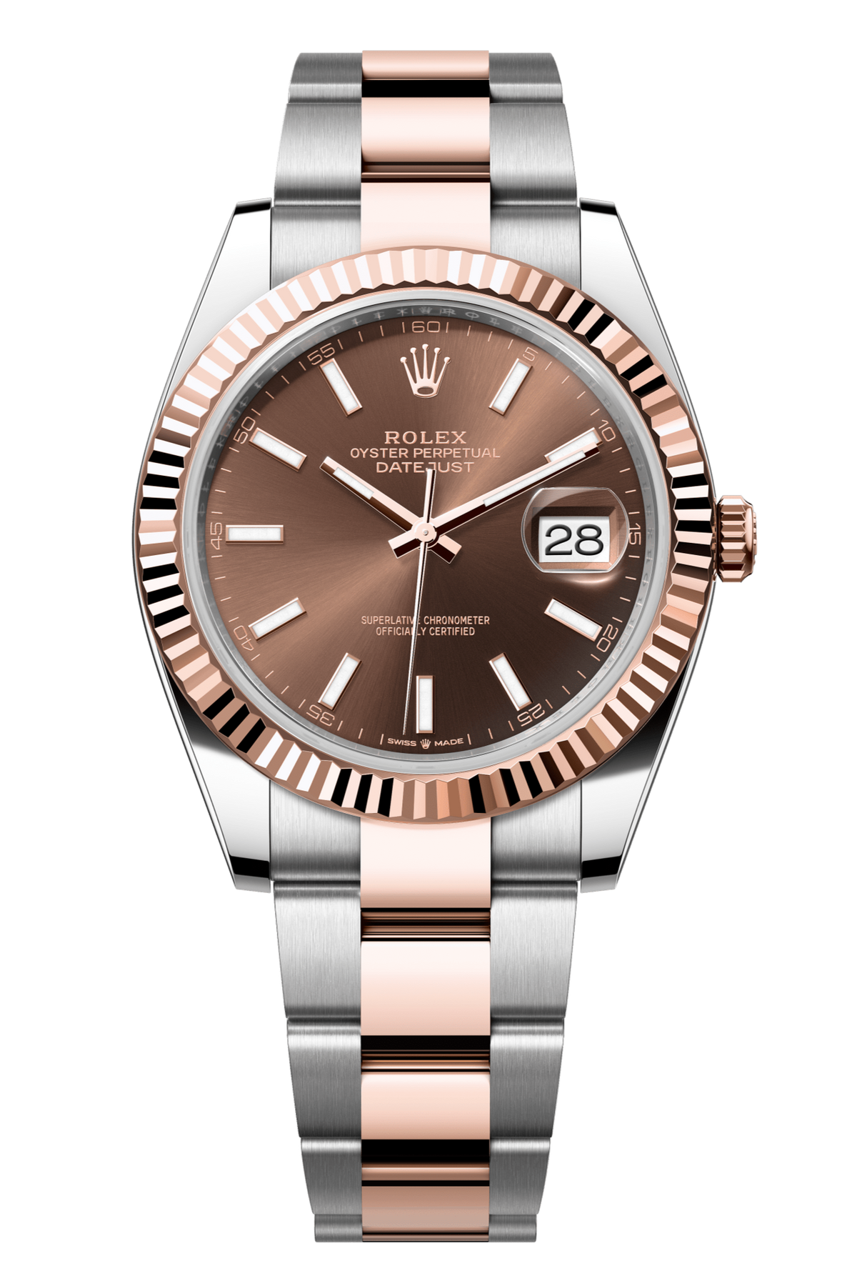 Rolex Oyster Perpetual Datejust 41 in Oystersteel and Everose gold features a chocolate dial and an Oyster bracelet 126331-Chocolate