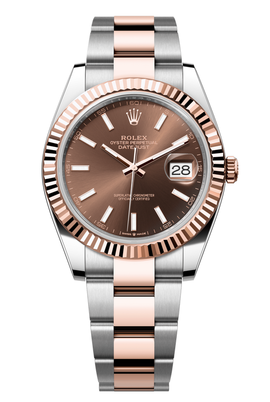 Rolex Oyster Perpetual Datejust 41 in Oystersteel and Everose gold features a chocolate dial and an Oyster bracelet 126331-Chocolate