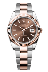 Rolex Oyster Perpetual Datejust 41 in Oystersteel and Everose gold features a chocolate dial and an Oyster bracelet 126331-Chocolate