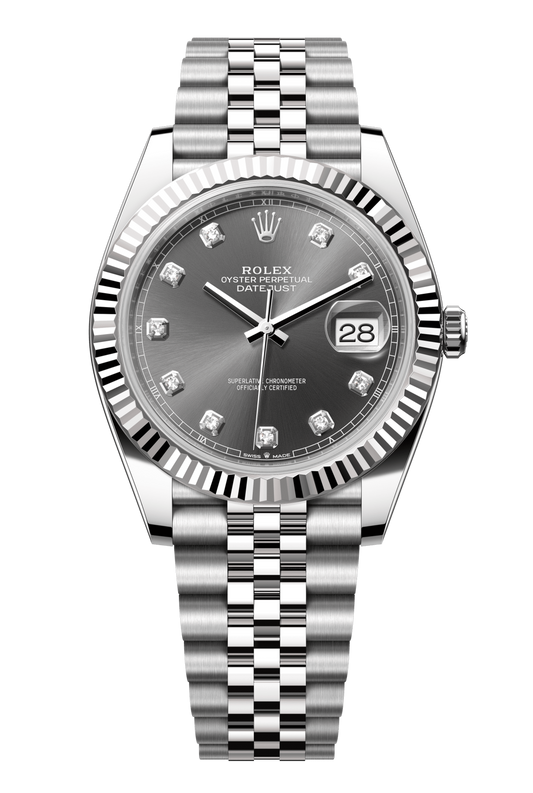 Rolex Oyster Perpetual Datejust 41 in Oystersteel and white gold features a slate, diamond-set dial and a Jubilee bracelet 126334-Slate