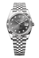 Rolex Oyster Perpetual Datejust 41 in Oystersteel and white gold features a slate, diamond-set dial and a Jubilee bracelet 126334-Slate