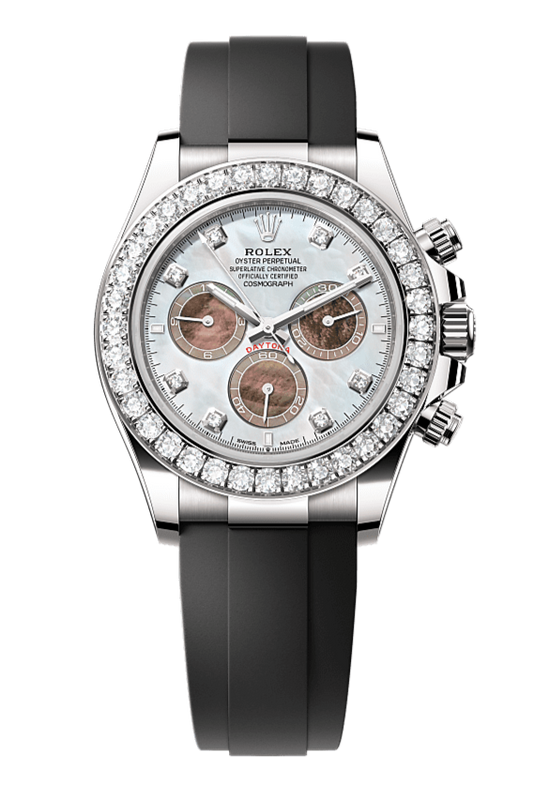 Cosmograph Daytona Oyster, 40 mm, white gold and diamonds, Mother of Pearl 126589RBR