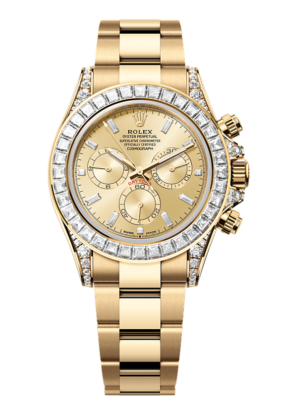 Cosmograph Daytona Oyster, 40 mm, yellow gold and diamonds, Golden 126598TBR