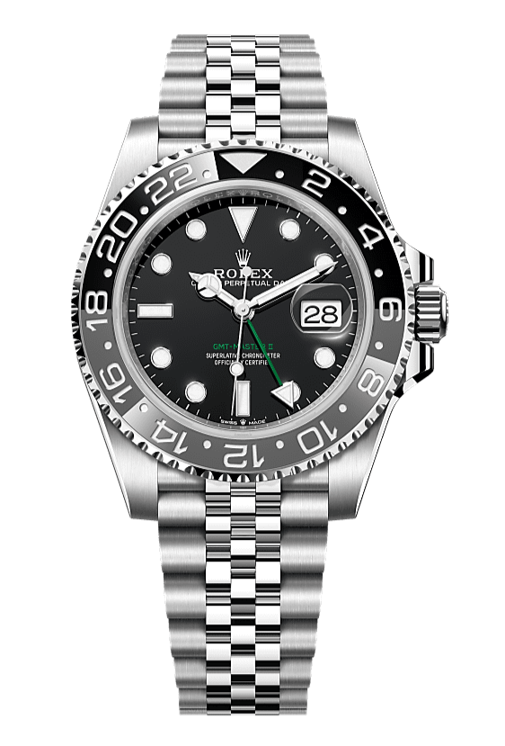 GMT-Master II Oyster, 40 mm, Oystersteel, Black dial with Jubilee Strap 126710GRNR