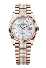 Day-Date 36 Oyster, 36 mm, Everose gold, Mother of Pearl dial with Diamond Bracelet 128235