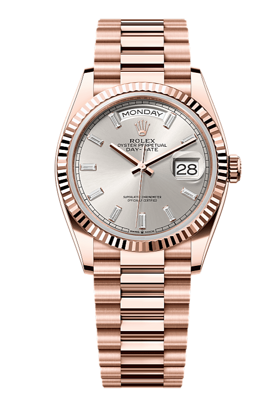 Day-Date 36 Oyster, 36 mm, Everose gold, Silver 128235