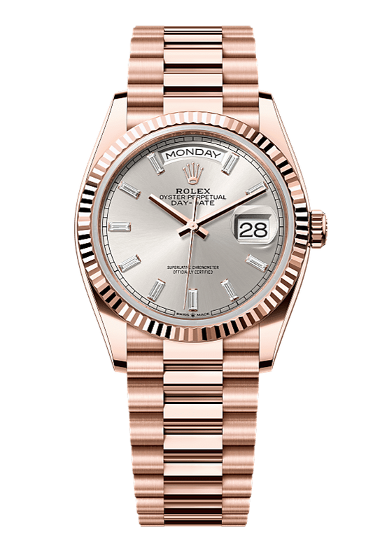 Day-Date 36 Oyster, 36 mm, Everose gold, Silver 128235