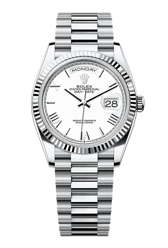 Day-Date 36 Oyster, 36 mm, platinum, White 128236