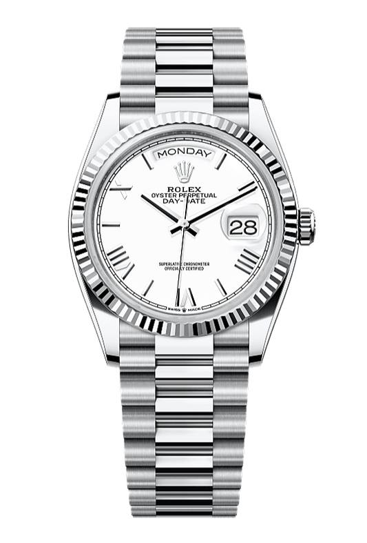 Day-Date 36 Oyster, 36 mm, platinum, White 128236