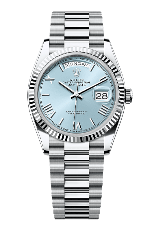 Day-Date 36 Oyster, 36 mm, platinum, Ice Blue 128236